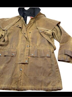 Kakadu Traders Australia 1J33 BROWN SNAP Cape Jacket Mens XS TREATED cotton Coat